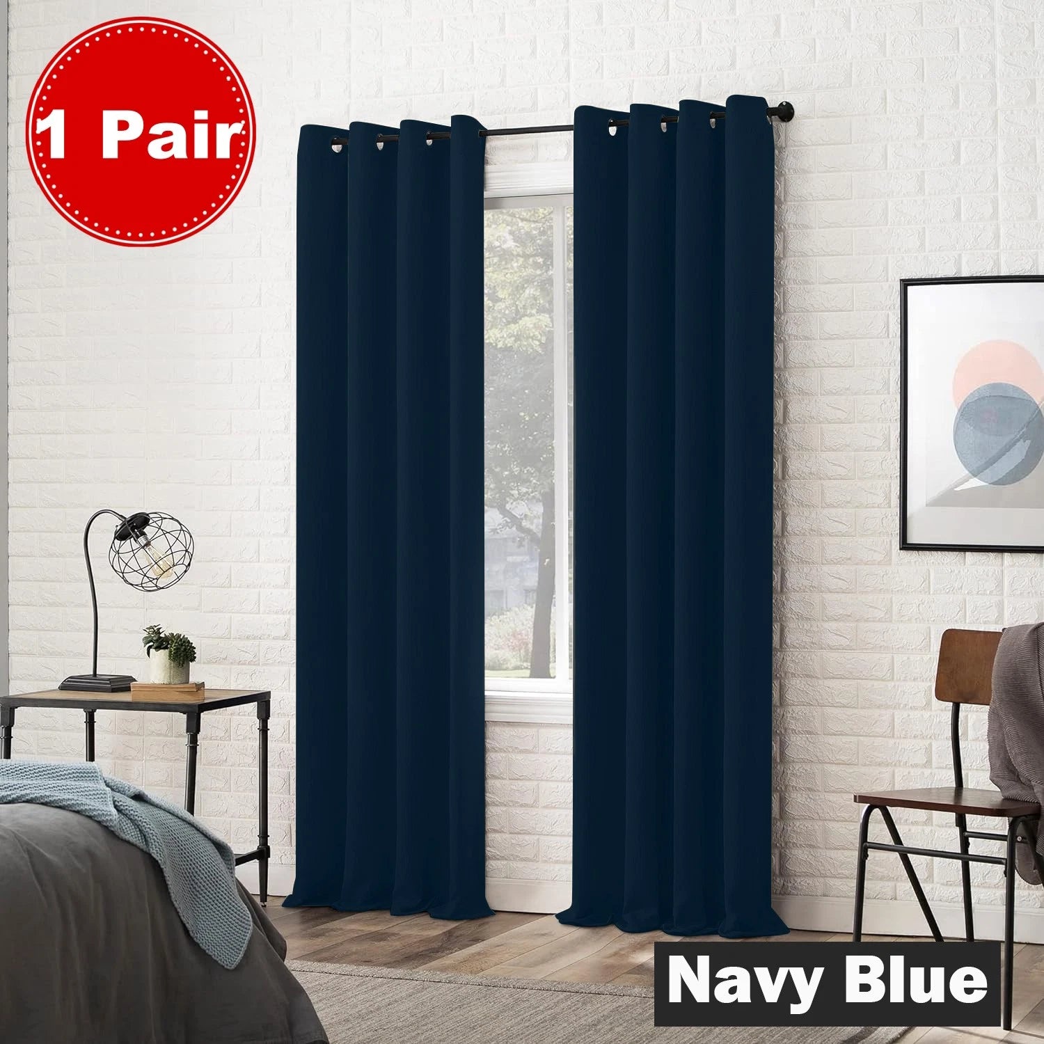 Heavyweight blackout eyelet curtains hanging in living room — Decoee Australia ready-to-order