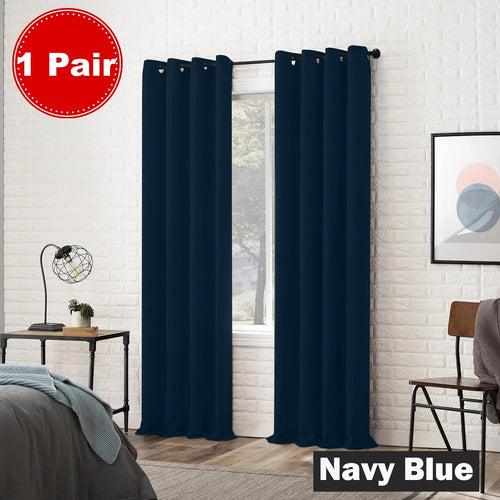 Heavyweight blackout eyelet curtains hanging in living room — Decoee Australia ready-to-order