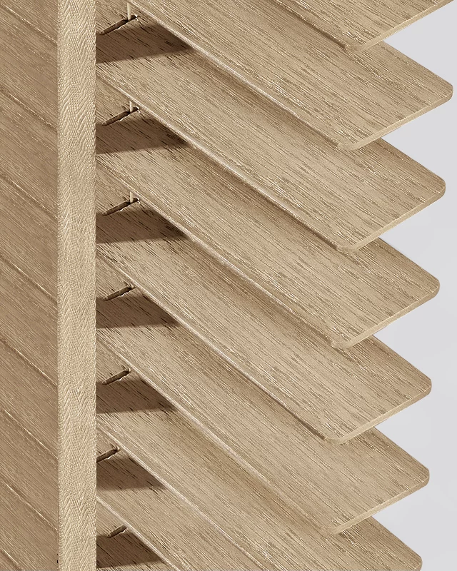 Brushed Wood-Grain Venetian Blinds — Visible Texture Hardwood Shades