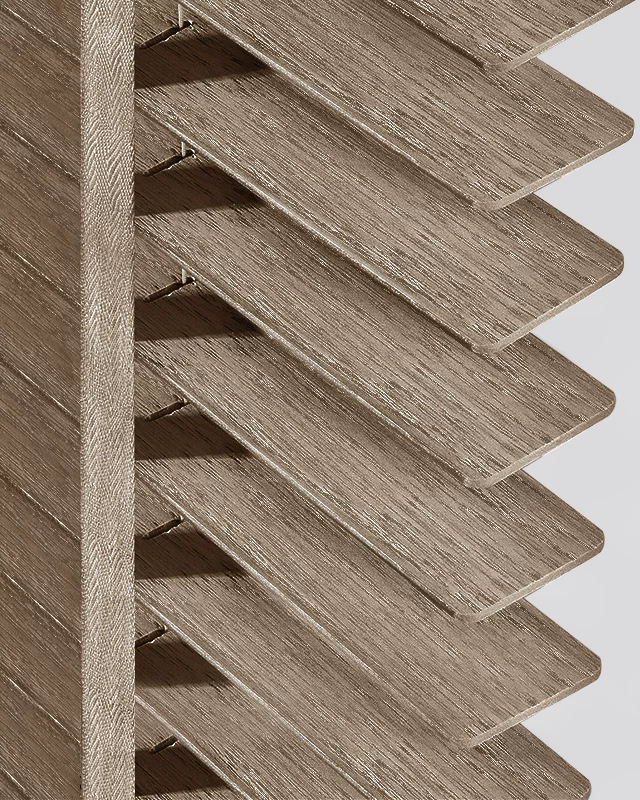 Brushed Wood-Grain Venetian Blinds — Visible Texture Hardwood Shades