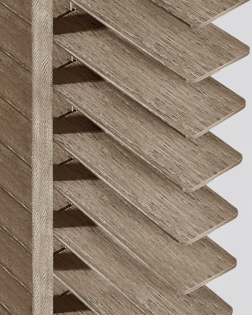 Brushed Wood-Grain Venetian Blinds — Visible Texture Hardwood Shades