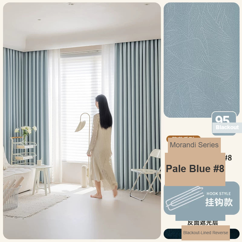 Pale Blue Antibacterial Soft Chenille curtains — Decoee Australia