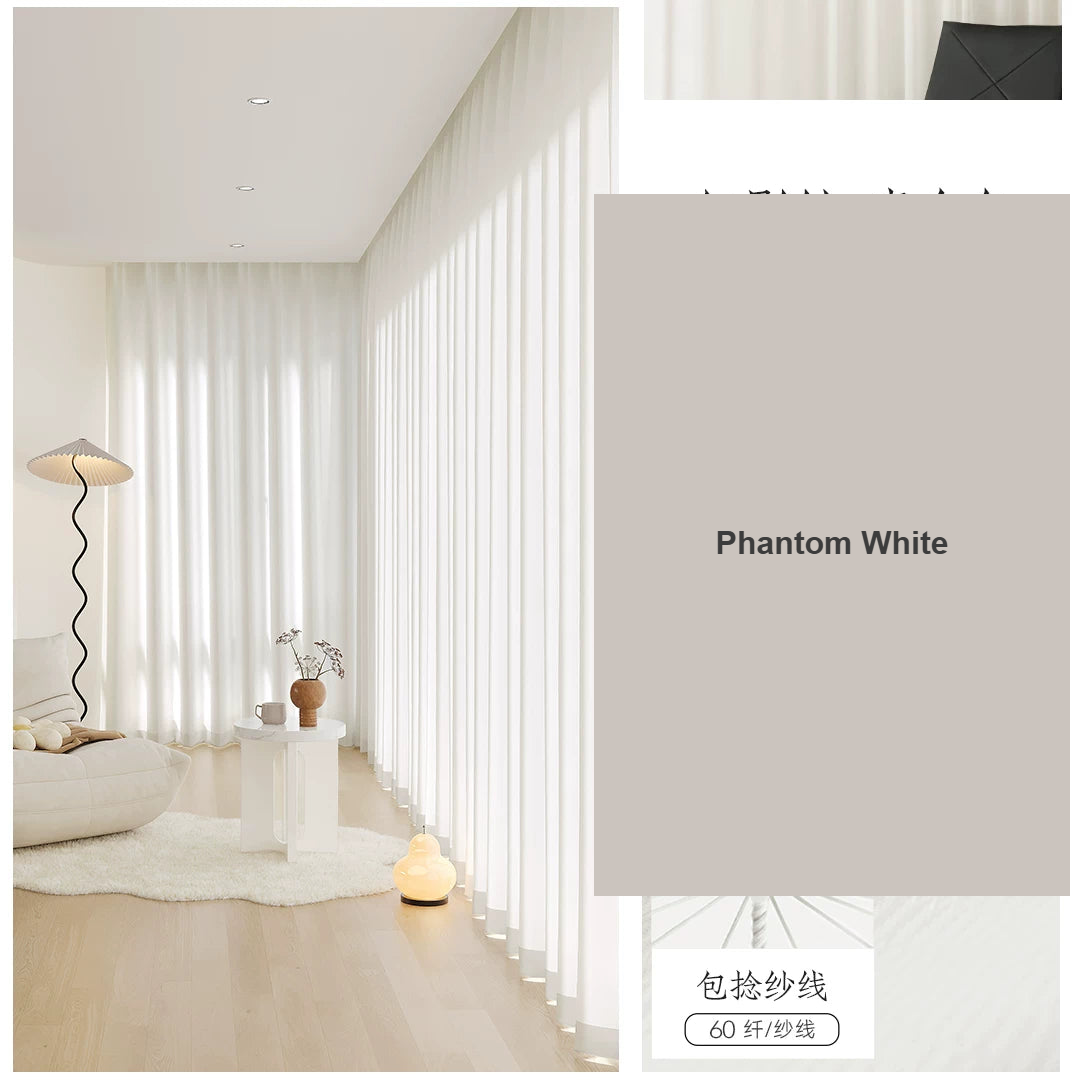 White anti-peek phantom sheer privacy voile curtains — Decoee Australia made-to-measure