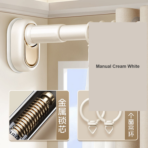 Manual Cream White auto-extend no-drill tension rod twist-fit — Decoee Australia hardware