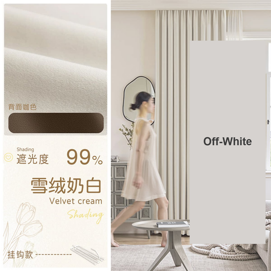 Off-White chenille blackout curtains reversible same-colour — Decoee Australia made-to-measure
