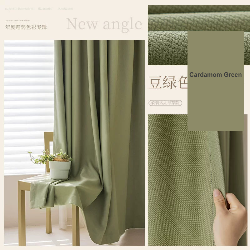 Cardamom Green cocoa cotton-linen blackout curtains — Decoee Australia