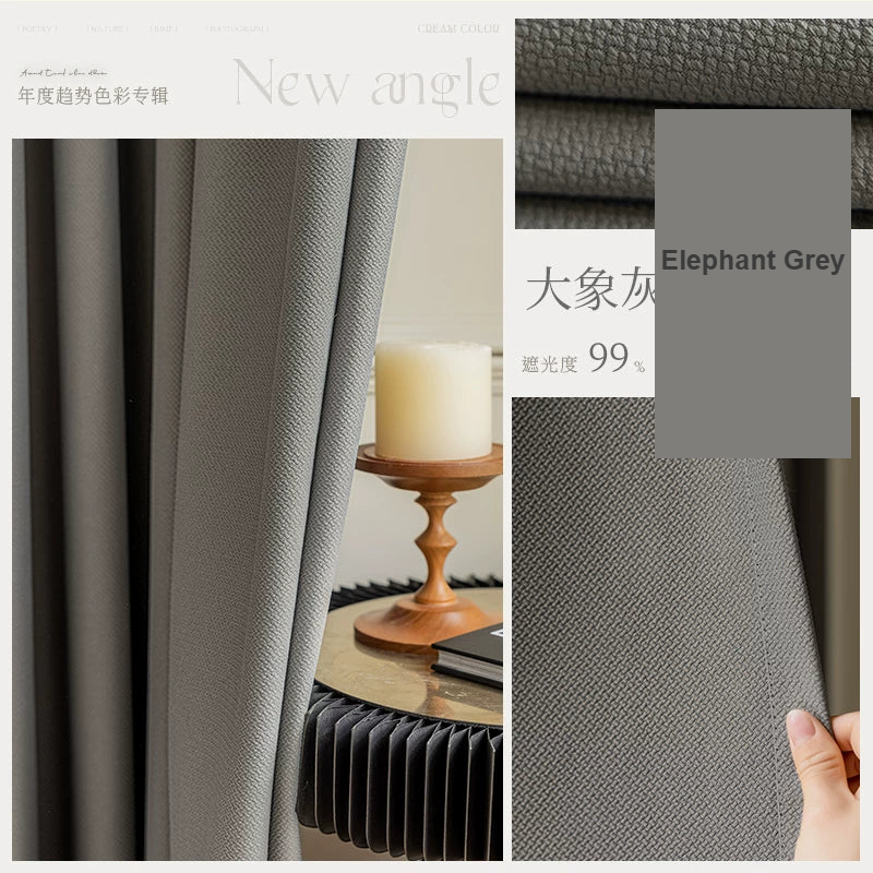 Elephant Grey cocoa cotton-linen blackout curtains — Decoee Australia