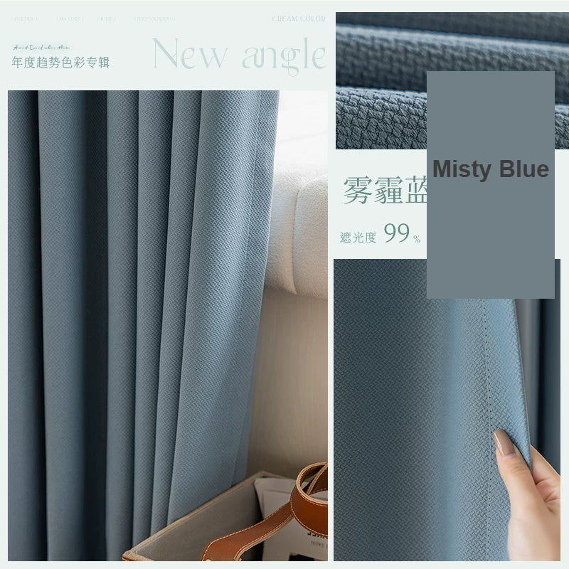 Misty Blue cocoa cotton-linen blackout curtains — Decoee Australia