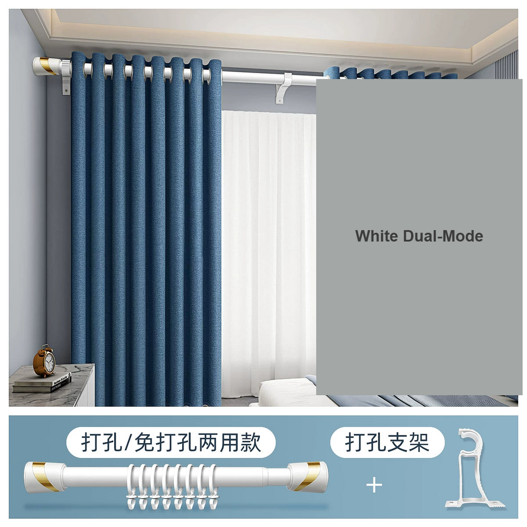 White dual-mode tension rod with drill brackets heavy-duty — Decoee Australia hardware
