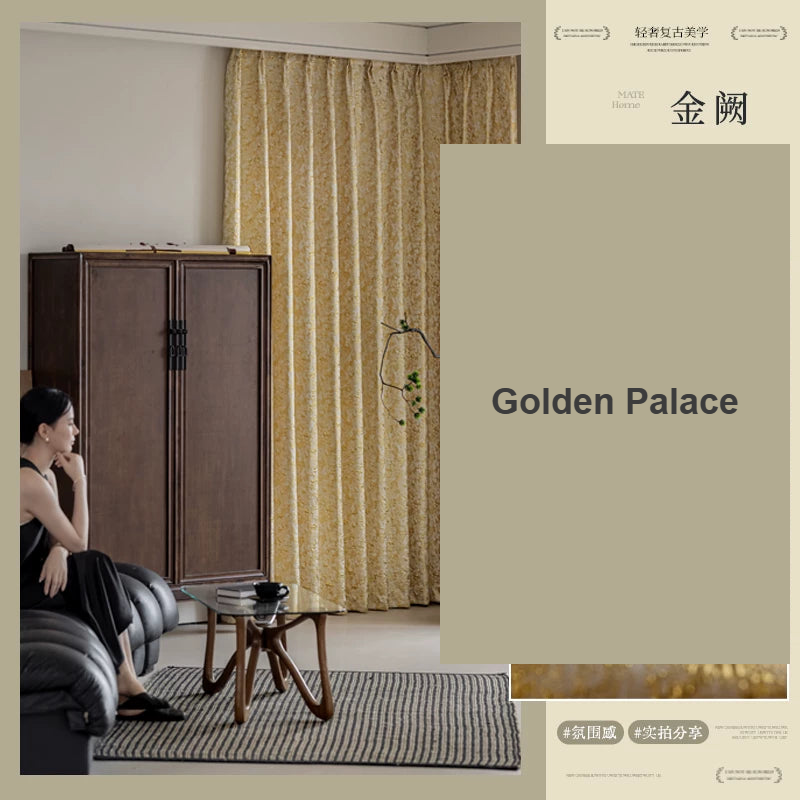 Golden Palace embossed yarn-dyed jacquard American vintage curtains — Decoee Australia made-to-measure