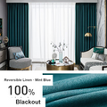 Mint Blue faux cotton-linen blackout curtains — Decoee Australia