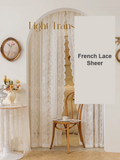 French lace embroidered sheer no-drill door curtain in vintage setting — Decoee Australia ready-to-order