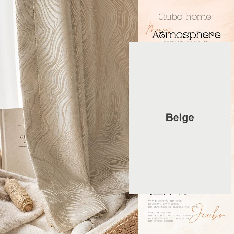 Beige Golden Coast wave jacquard semi-blackout drapes — Decoee Australia made-to-measure