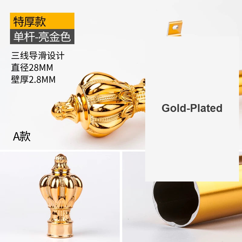 Gold-Plated glam aluminium curtain rod chess-piece finial — Decoee Australia hardware