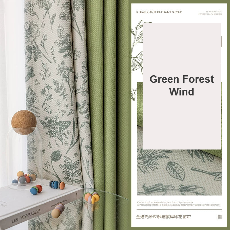 Green and Forest Wind French floral patchwork curtains — Decoee Australia made-to-measure