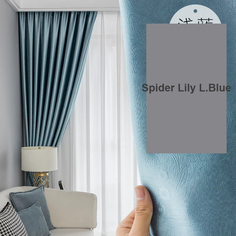 Embossed Spider Lily Light Blue pattern