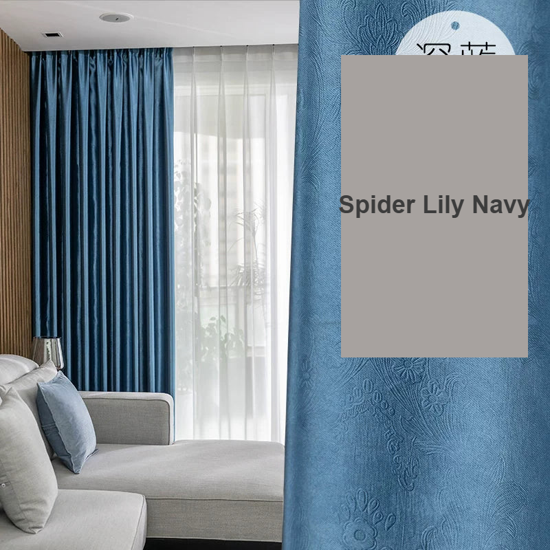 Embossed Spider Lily Navy pattern