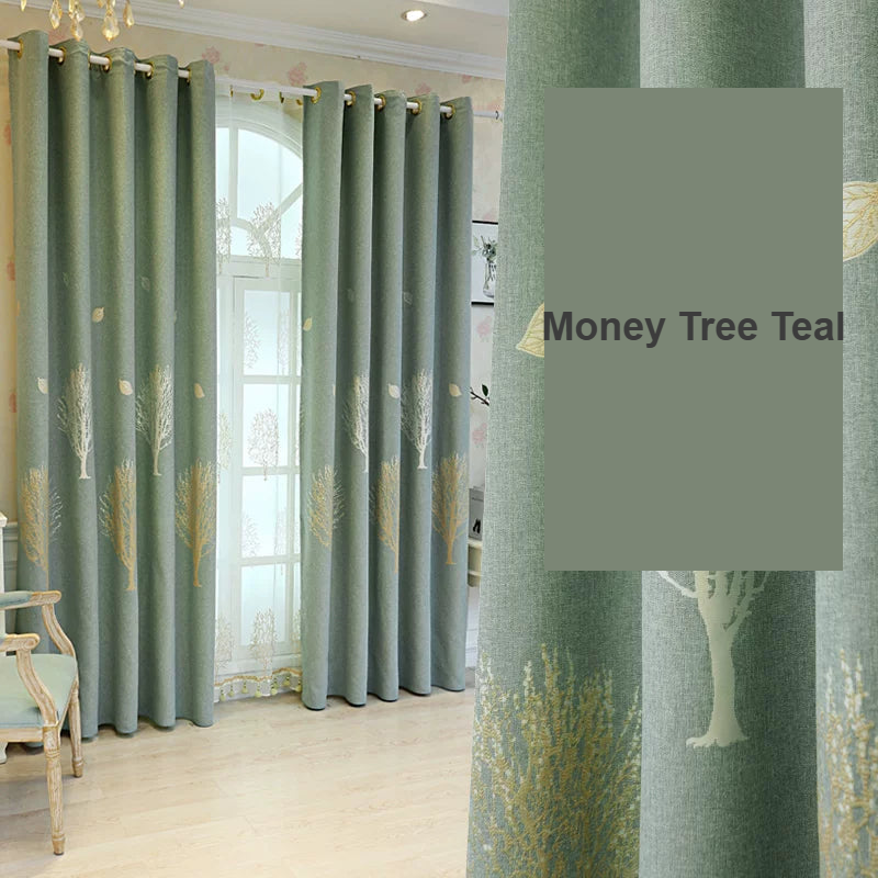Money Tree Print Teal-Green pattern