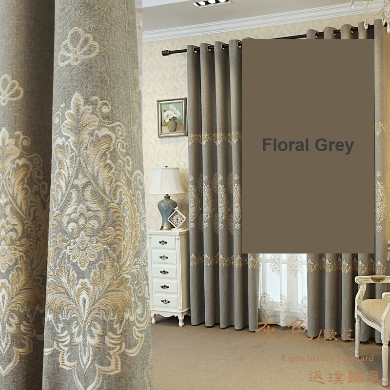 European Floral Print Grey pattern