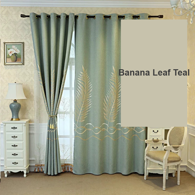 Banana Leaf Print Teal-Green pattern