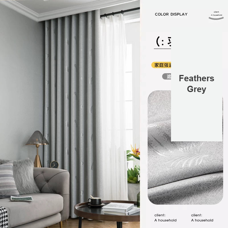 Feathers Grey kids blackout patterned curtains nursery — Decoee Australia made-to-measure