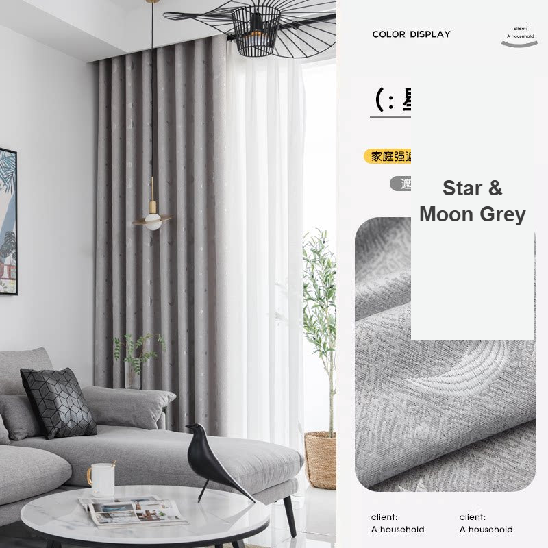 Star and Moon Grey kids blackout curtains nursery — Decoee Australia made-to-measure