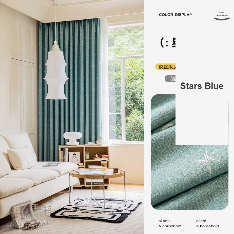 Stars Blue kids blackout patterned curtains — Decoee Australia made-to-measure