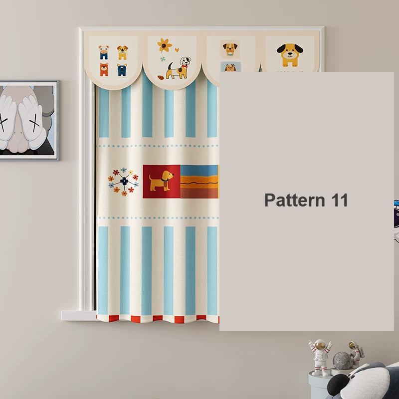 Pattern 11 kids patchwork cotton-linen no-drill valance — Decoee Australia ready-to-order