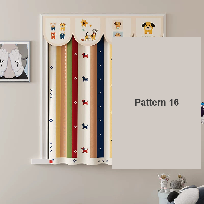 Pattern 16 kids patchwork cotton-linen valance pelmet no-drill — Decoee Australia ready-to-order