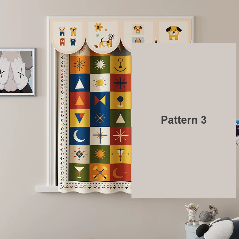 Pattern 3 kids patchwork cotton-linen valance pelmet — Decoee Australia ready-to-order