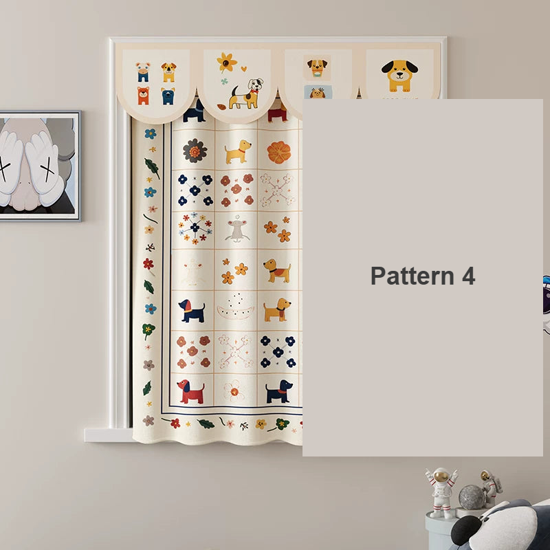 Pattern 4 kids patchwork cotton-linen cafe curtain — Decoee Australia ready-to-order