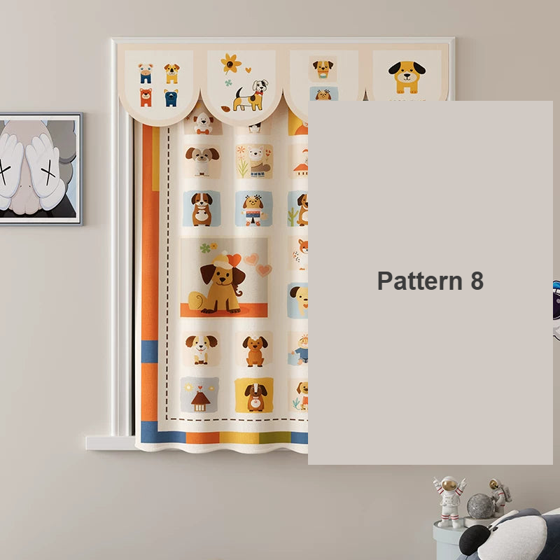 Pattern 8 kids patchwork cotton-linen window pelmet — Decoee Australia ready-to-order