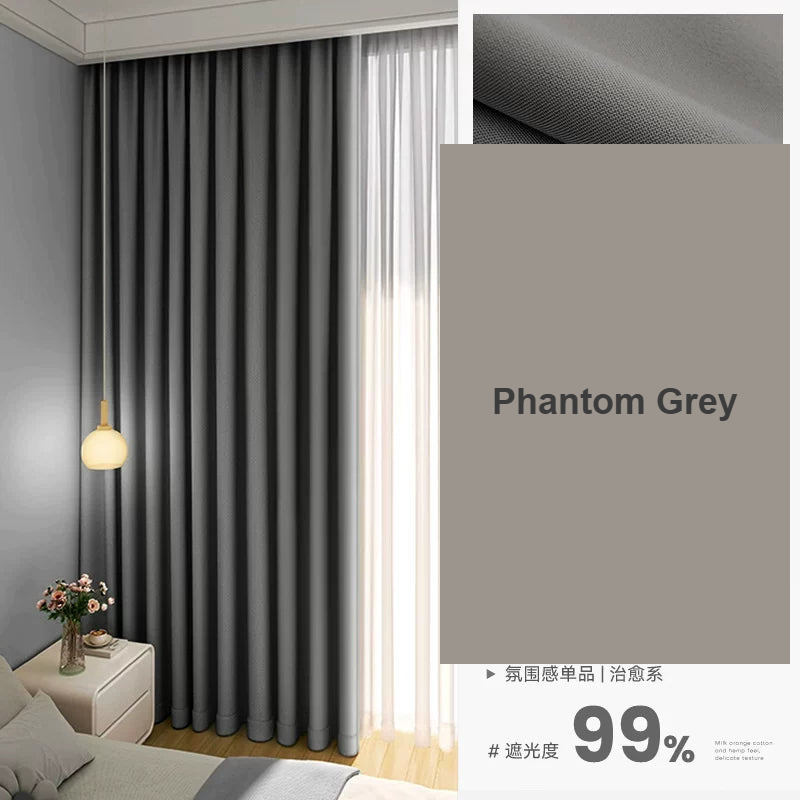 Phantom Grey linen-look blackout curtains for bedroom — Decoee Australia made-to-measure