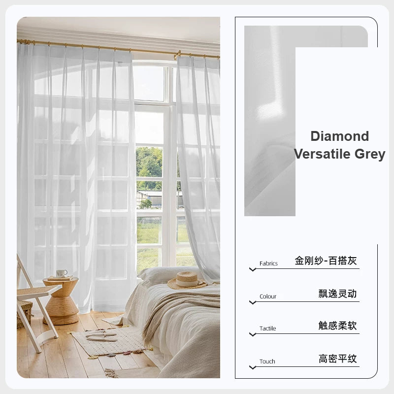 Versatile Grey Diamond mirror sheer privacy voile curtains — Decoee Australia made-to-measure