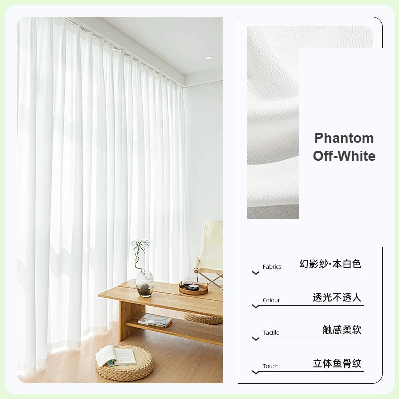 Off-White Phantom mirror sheer privacy voile curtains — Decoee Australia made-to-measure