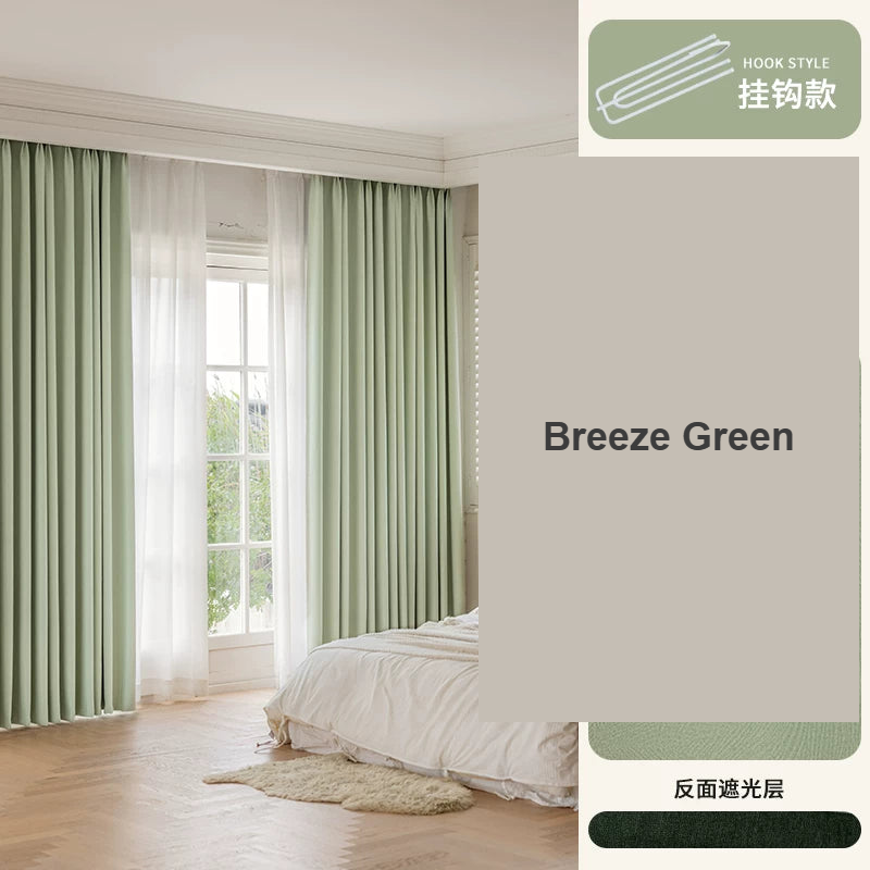 Breeze Green modern minimal chenille blackout curtains — Decoee Australia made-to-measure