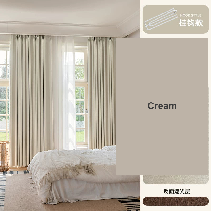 Cream modern minimal chenille French style curtains — Decoee Australia made-to-measure