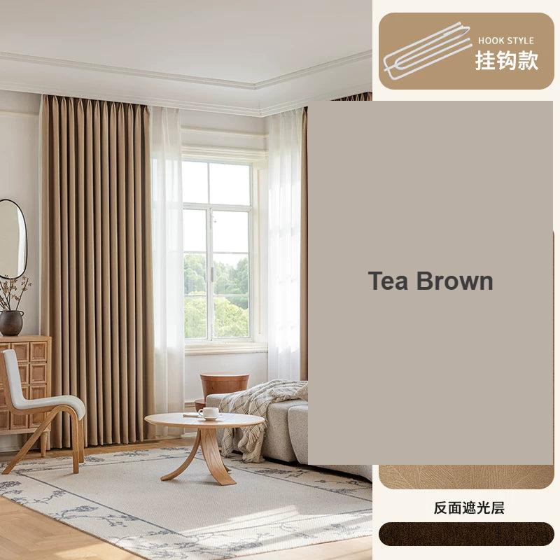 Tea Brown modern minimal chenille blackout drapes — Decoee Australia made-to-measure