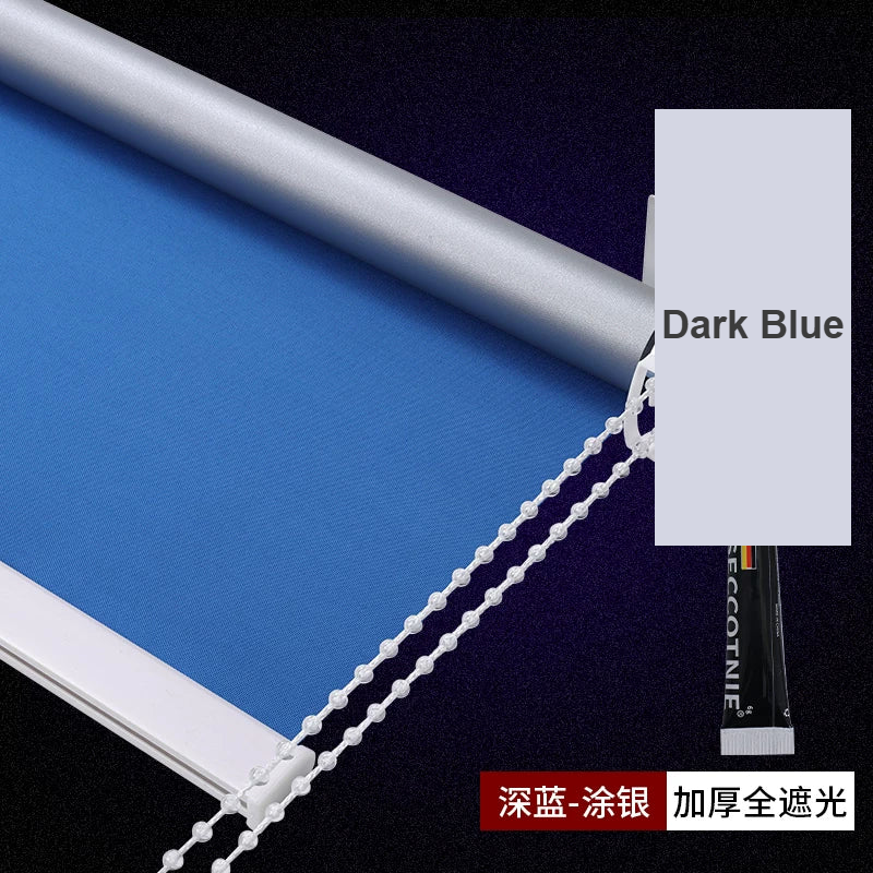 Dark Blue silver-coated no-drill roller blackout blind bathroom — Decoee Australia