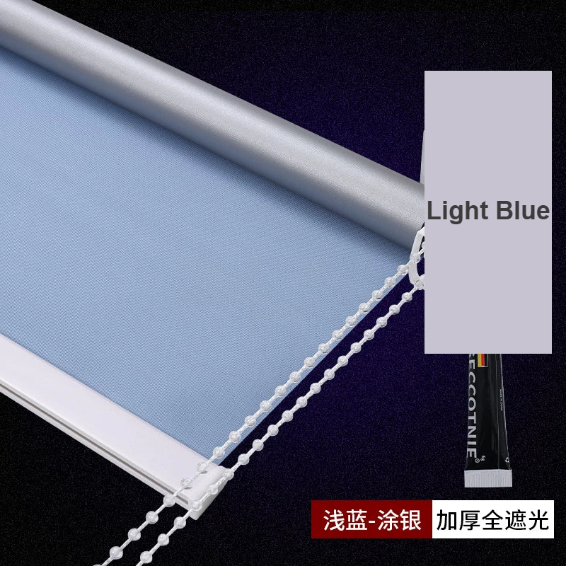 Light Blue silver-coated no-drill roller blackout blind — Decoee Australia