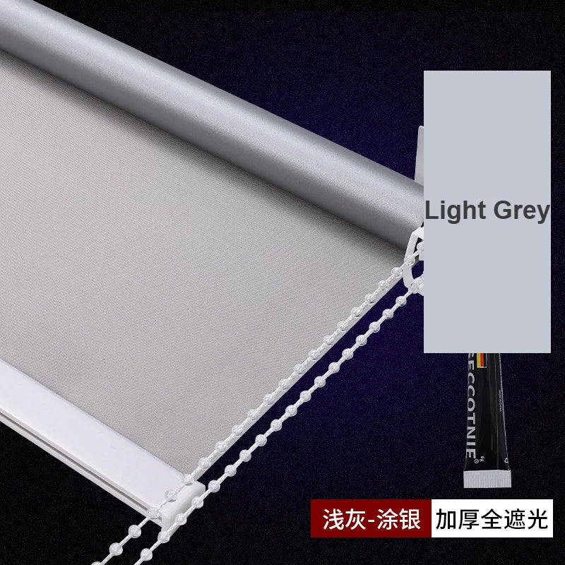 Light Grey silver-coated no-drill roller blackout blind office — Decoee Australia