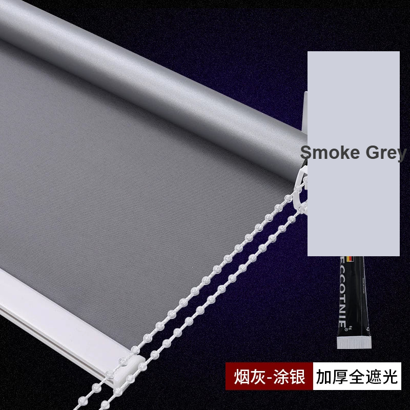 Smoke Grey silver-coated no-drill roller blackout blind — Decoee Australia