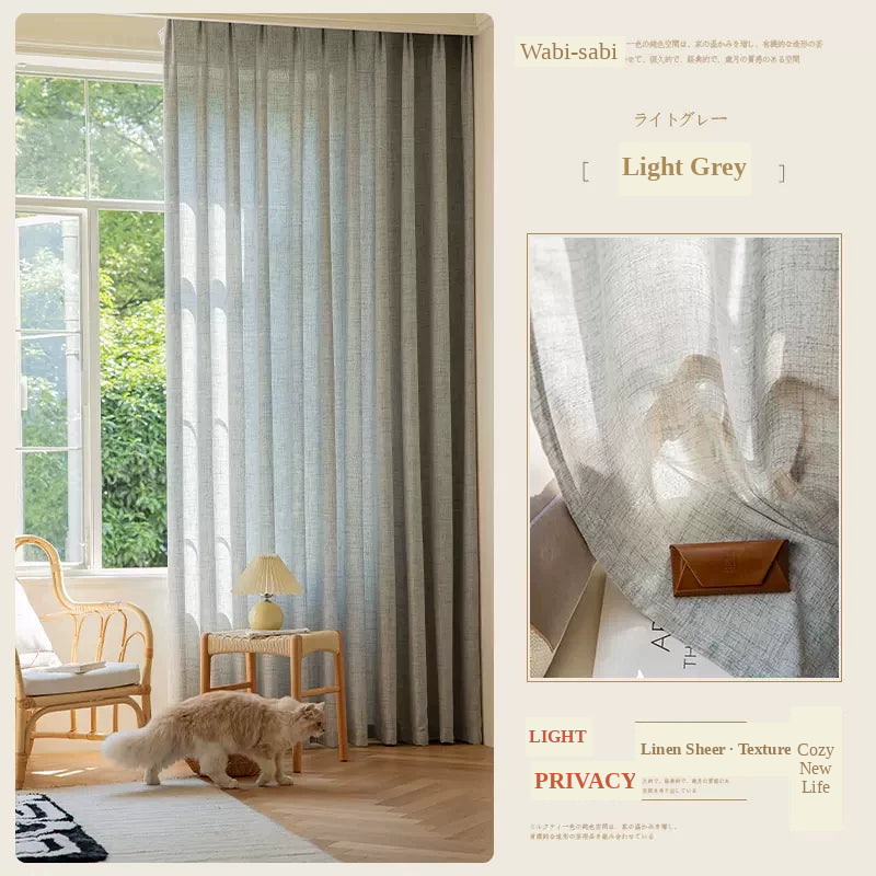 Japanese Linen Sheer Curtains — Light Grey light-filtering privacy