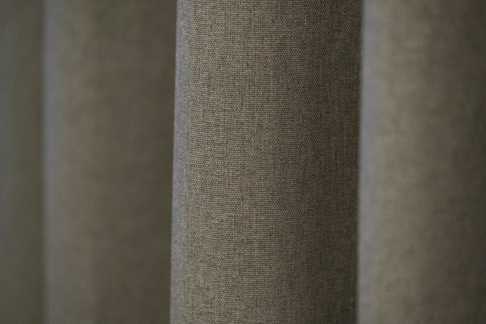 Beige heavyweight blackout curtain panels in calm bedroom — Decoee Australia