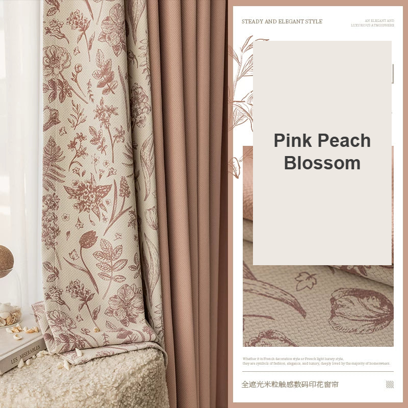 Pink and Peach Blossom French floral patchwork curtains — Decoee Australia made-to-measure