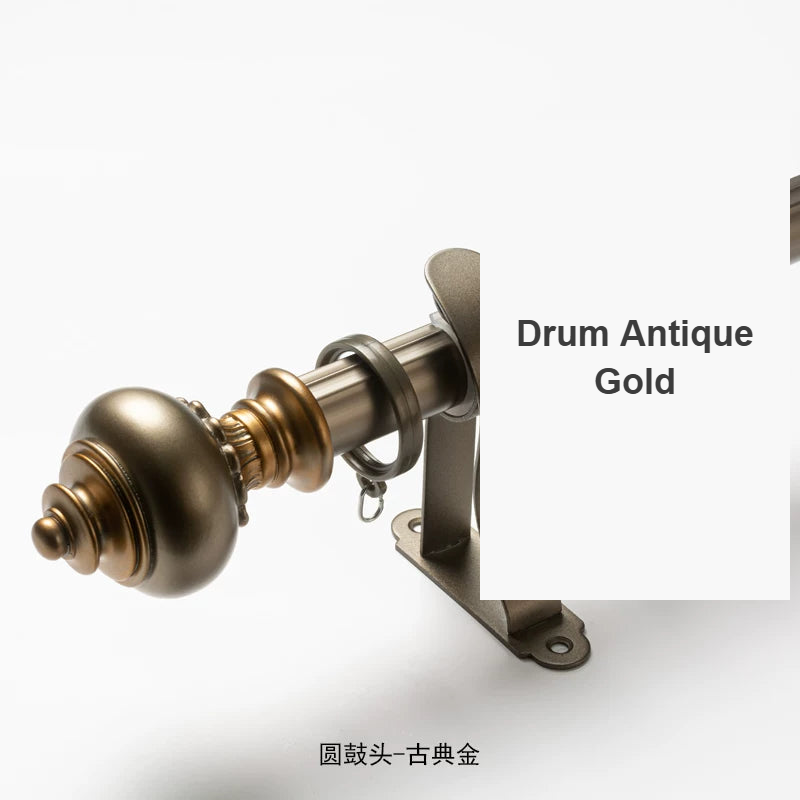 Drum Antique Gold vintage curtain rod with decorative finial American style — Decoee Australia hardware