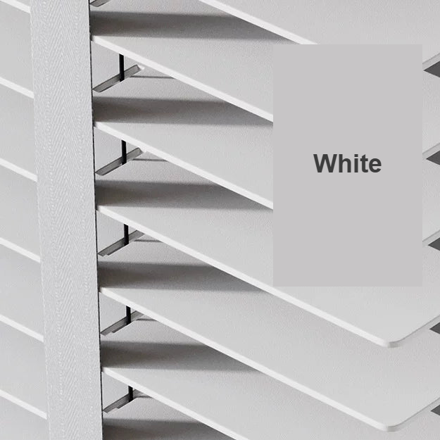 White waterproof wood Venetian blinds for kitchen window — Decoee Australia