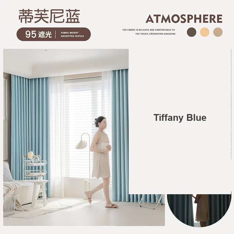 Tiffany Blue wheat-weave chenille jacquard curtains — Decoee Australia made-to-measure